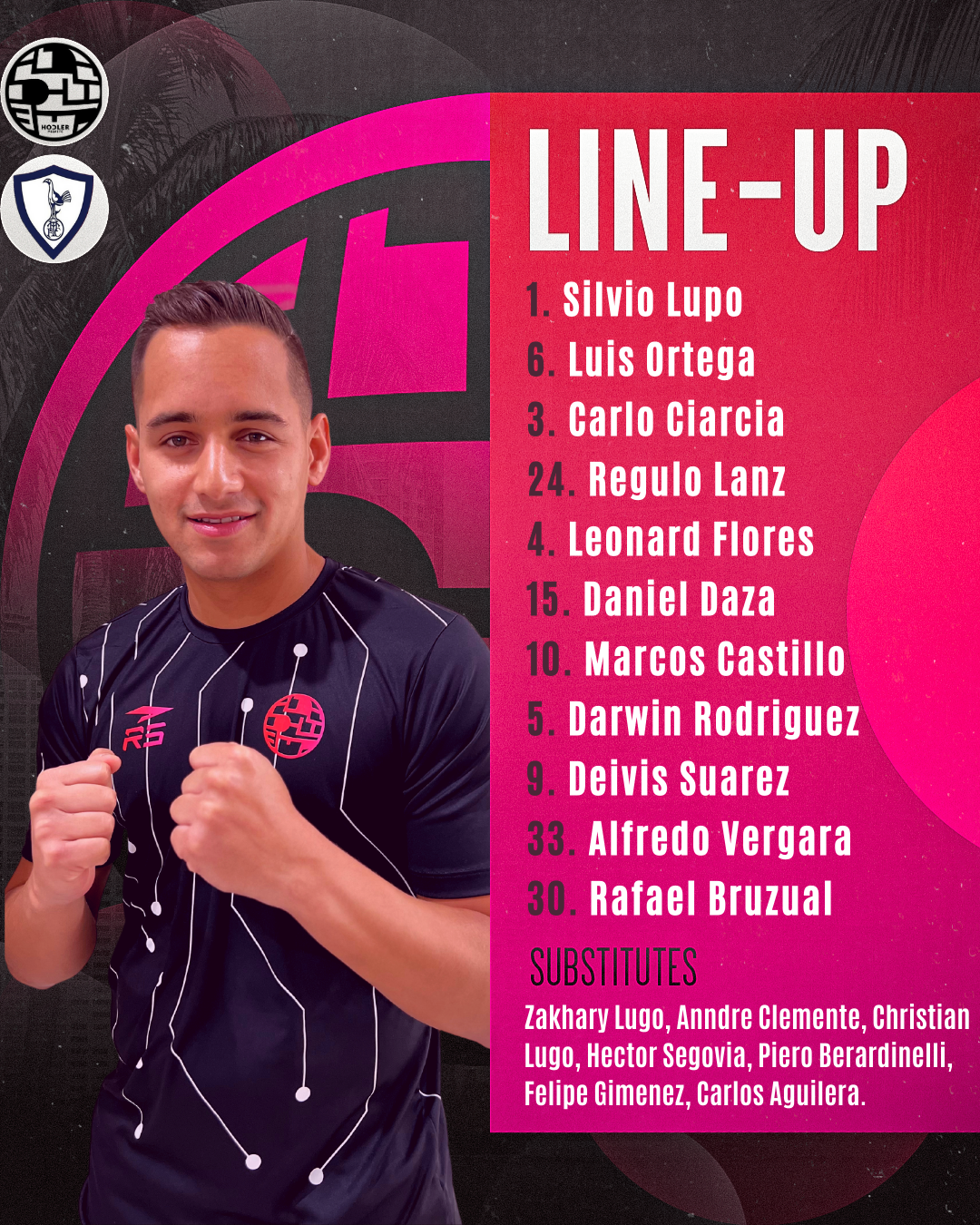 1 SILVIO 2 SANTIAGO 3 CICCI 4 LEONARD 5 DARWIN 6 LUIS O. 8 CLEMENTE 9 DEIVIS 10 MARCOS 12 ZAKH 14 ADRIAN 17 HECTOR